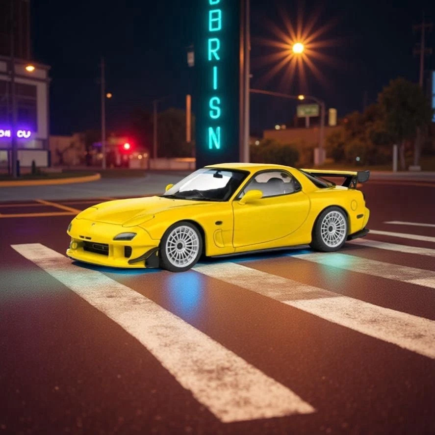 1:18 Solido 1999 Mazda RX7 FD3RS StreetFighter Yellow Diecast Car JDM Pink Slips - Image 4 of 4