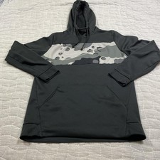 Nike Dri-FIT Hoodie Mens Medium Black Pullover Sweatshirt Camo Swoosh Logo