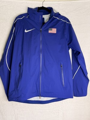 Nike Team USA Team Issued 3M Jacket Mens Medium Blue Lightweight Hooded 