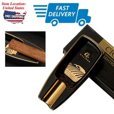 Galiner Ceramic Cigar Ashtray 1 Slot Cigarette Ash Holder Portable Outdoor Black