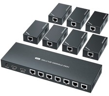 1x7 HDMI Splitter Extender Over Ethernet CAT5e/6 1080p 60Hz 164ft POC EDID