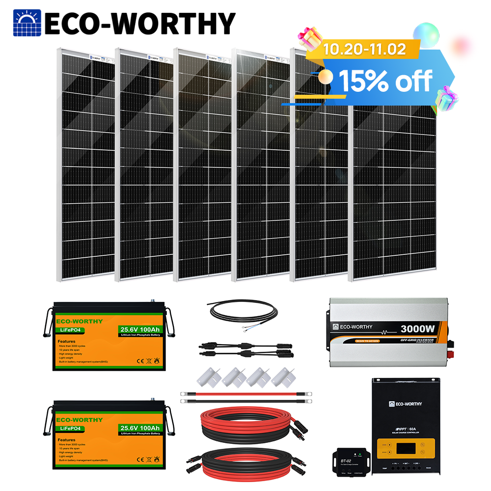 ECO-WORTHY 1170W Watt Solar Panel Kit Complete System 5120Wh