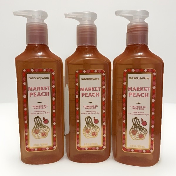 LOTE DE 3 JABONES DE MANOS GEL LIMPIADOR MARKET MELOCOTÓN BAÑO & BODY WORKS ENVÍO GRATUITO