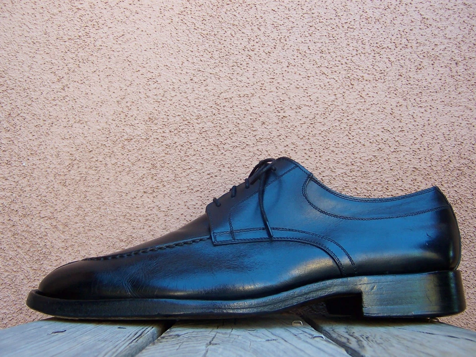 Zapatos de vestir Brooks Brothers para hombre de cuero negro punta dividida con cordones Oxford talla 10D Foto 3 de 4