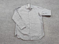 Paul Fredrick Shirt Mens 15.5-33 Gray Two Ply Cotton Dobby Non Iron Stripe