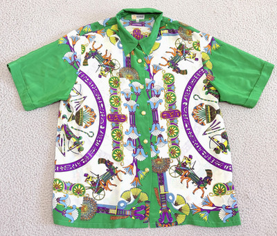 Vintage El Corte Inglés Button Shirt Womens XL Graphic Print Old Money European