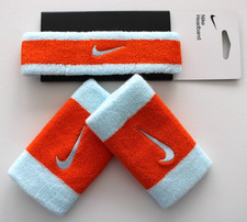 Nike Swoosh Headband  Wristbands Set Glacier Blue/Safety Orange