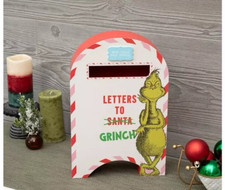 New Letters To Santa Grinch Wood Mailbox 14.75"inch Tall Holiday Decor Whoville