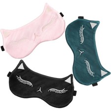 Satin Sleep Mask Set of 3 Adjustable Comfortable Eye Mask for Women Kids