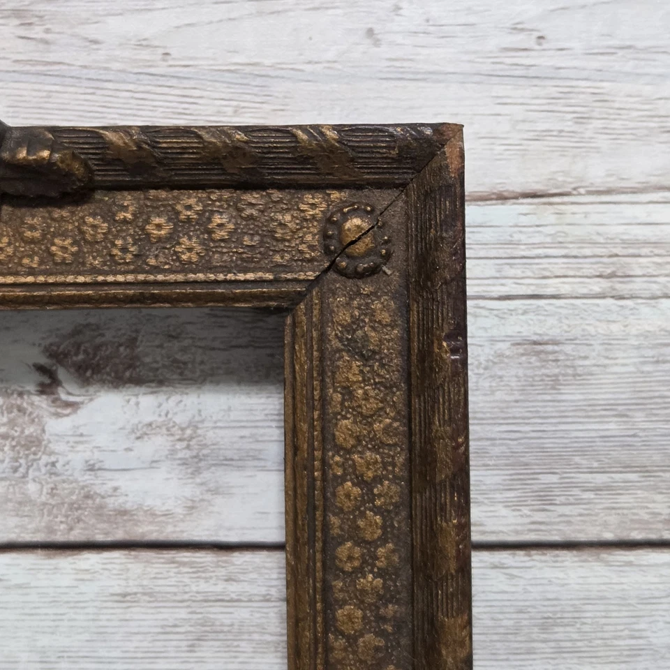 Antiguo arco de botín rosa Barbola marco de madera de yeso vacío sin vidrio Foto 3 de 4