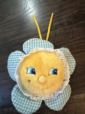 Vintage Dakin Baby Things Musical Flower Crib Toy Yellow Blue Gingham Plush 1982
