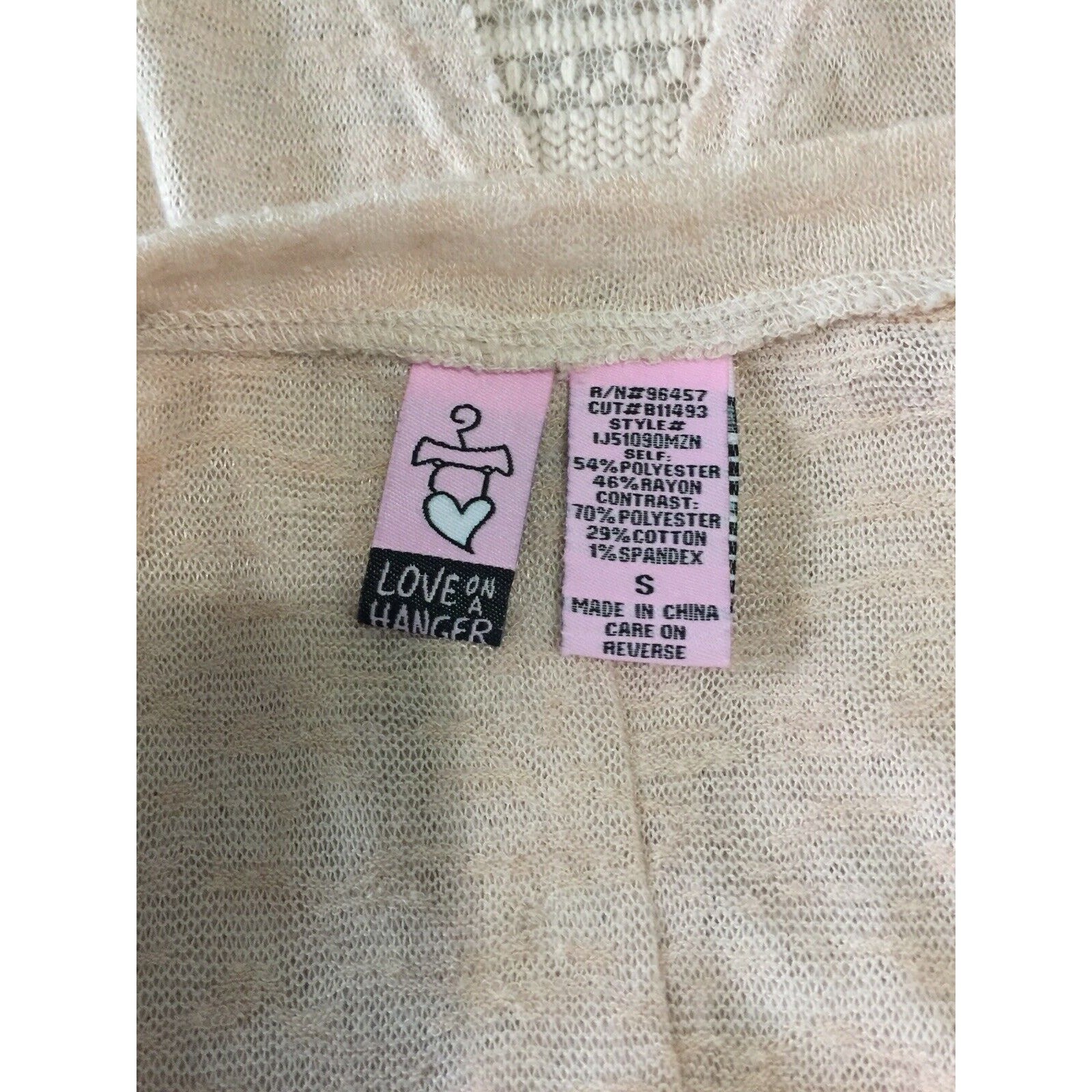 LOVE ON A HANGER Dolman Sleeve Lace Knit Top Blouse Peach Hi-Low Size Small