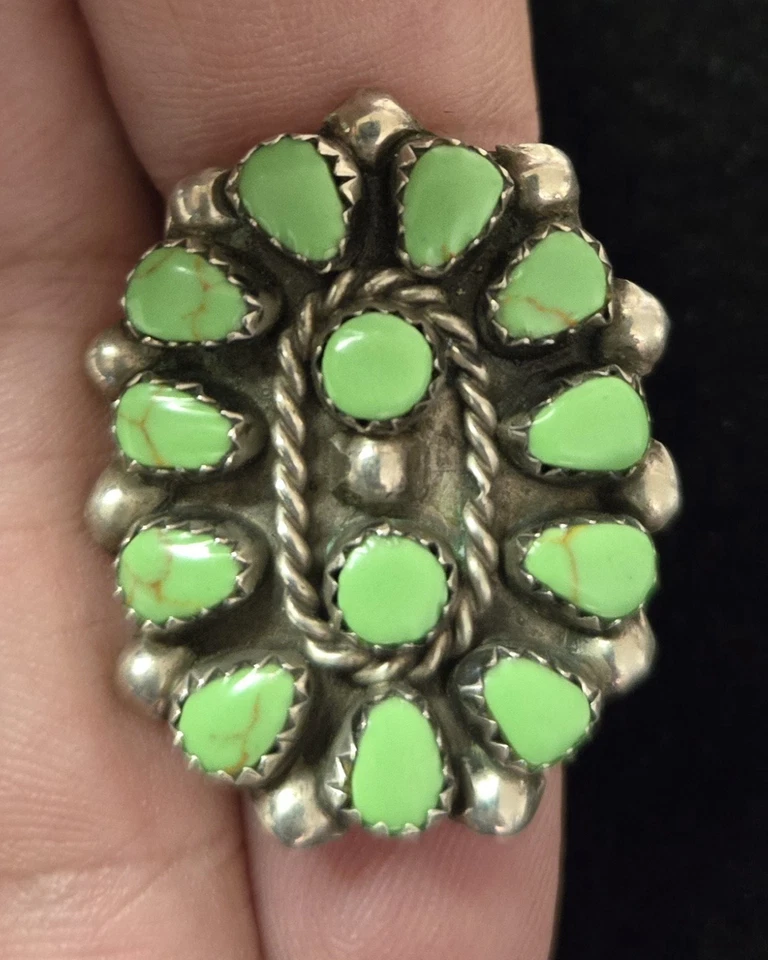 Juego de 3 piezas vintage de plata de ley + turquesa verde estilo suroeste Foto 4 de 4