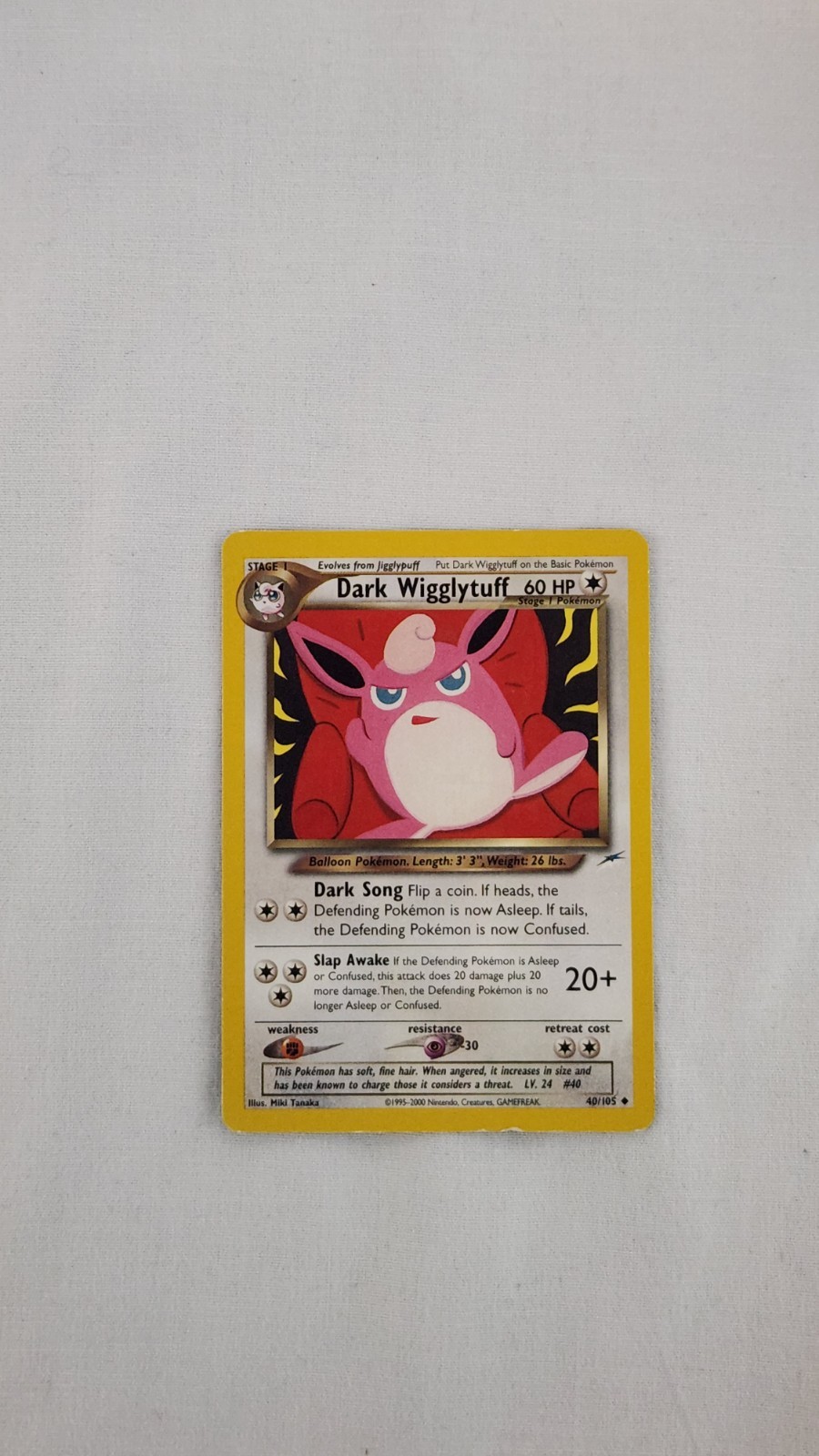 Pokémon Dark Wigglytuff TCG Non  Holo Card 40/105 Uncommon 1995-2000 Nintendo.