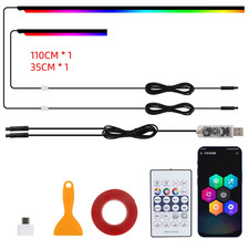 Car Interior LED Light Strip Kit   RGB Ambient Lighting with Remote/App Control