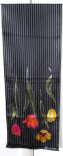 AK Anne Klein 100 Silk Black/Multicolor Striped Floral 52 X 11 Oblong Scarf