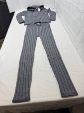 NWT Julia by Love J 2Pc Lounge Set Womens M/L Gray Ribbed Zip Hoodie Pants