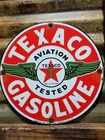 VINTAGE TEXACO PORCELAIN SIGN OLD MOTOR OIL STATION SERVICE 12" GAS PUMP PLATE