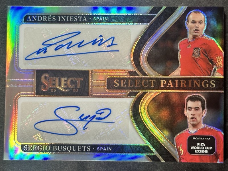 2025-26 Select Road to FIFA World Cup Iniesta/Busquets Select Pairings Auto