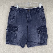 Abercrombie Fitch Cargo Shorts Mens 30 Blue 90s Y2K VTG Button Fly Acid Wash