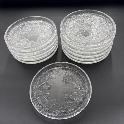 Vintage Set Of 12 Pressed Glass Luncheon Plates Cristal D Arques-Durand Mallory