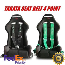 Takata Black 4 Point Race Snap-On 3" Racing Seat Belt Harness with Camlock fast