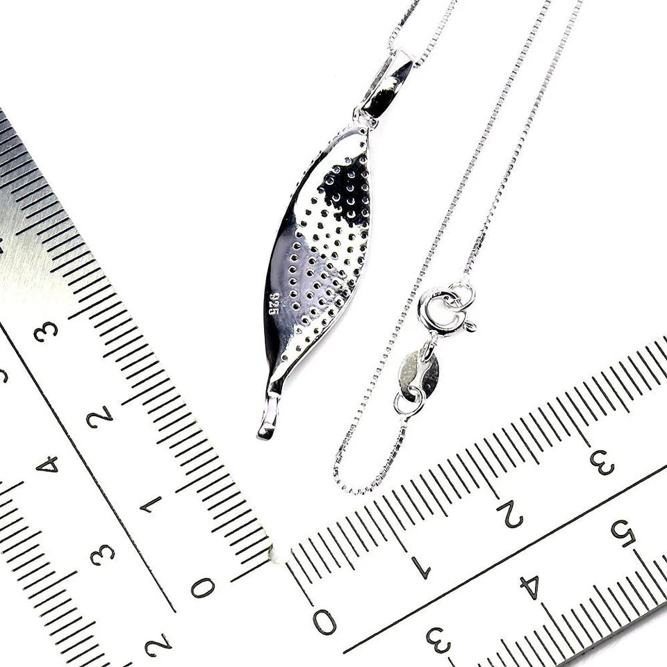 925 Sterling Collana Argento Zaffiro Rotondo Diamante Taglio Topazio Gemma - Immagine 3 di 4