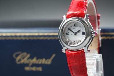 [Exc+5 Box] Chopard Happy Sport 27/8245-21 Red Diamond Quartz Damenuhr