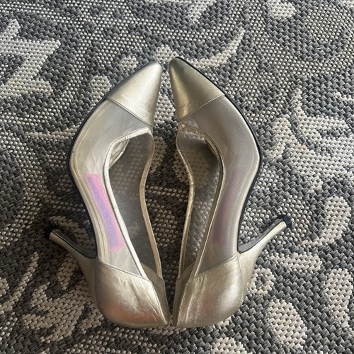 VTG Italy Heels 8.5 Susan Bennis Warren Edwards Gold Leather & Mesh Pumps RARE! - Picture 3 of 8