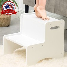 Taburete De Madera Para Ni os Peque os, Color Blanco, Dos Escalones Para Ni os