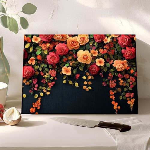 Made in The USA - Tempered Glass Cutting Board, Rose Garden Charcuterie Tray - 第 1/6 張圖片