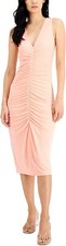 INC International Concepts Ruched Bodycon Dress Women's Size L Pink Sleeveless