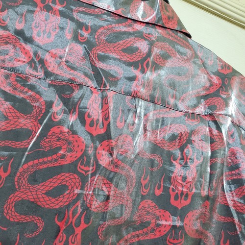 Dragonfly Shirt Men Medium Red Grey Snake Cobra Camp Looped Rockabily Lounge Y2K - Picture 14 of 20