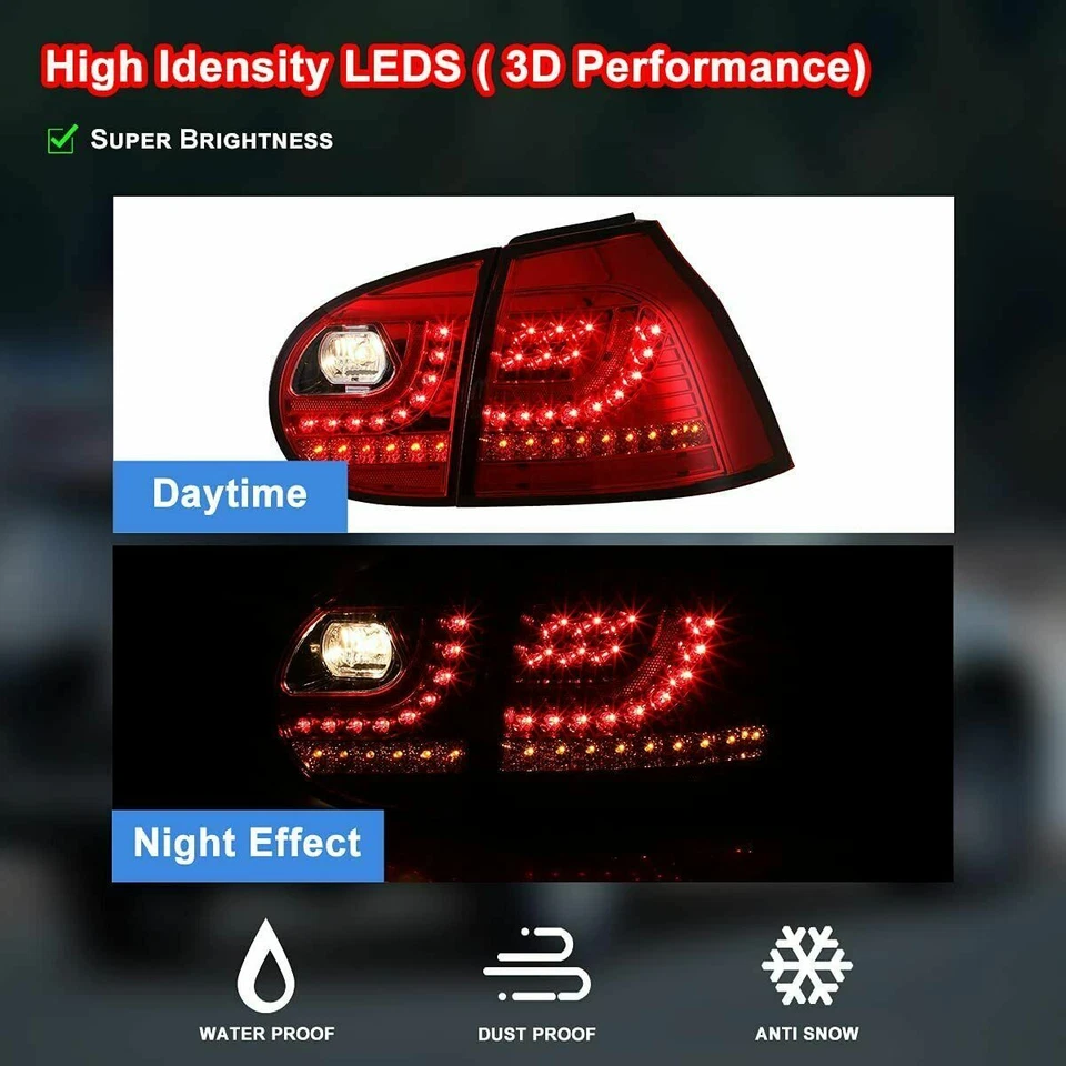 Par de luces traseras LED rojas para 06-09 Volkswagen VW GTI Rabbit Golf MK5 Foto 3 de 4