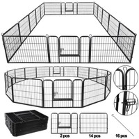 16 Panels Dog Pen Pet Playpen Kennel Fence Puppy Exercise Barrier Outdoor Indoor 20