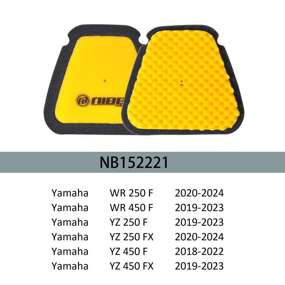 Filtro de aire de espuma Powerflow NIBBI compatible con Yamaha WR450F YZ250F YZ250FX YZ450F YZ450FX Foto 2 de 4