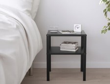 Comodino, nero, 37x28 cm