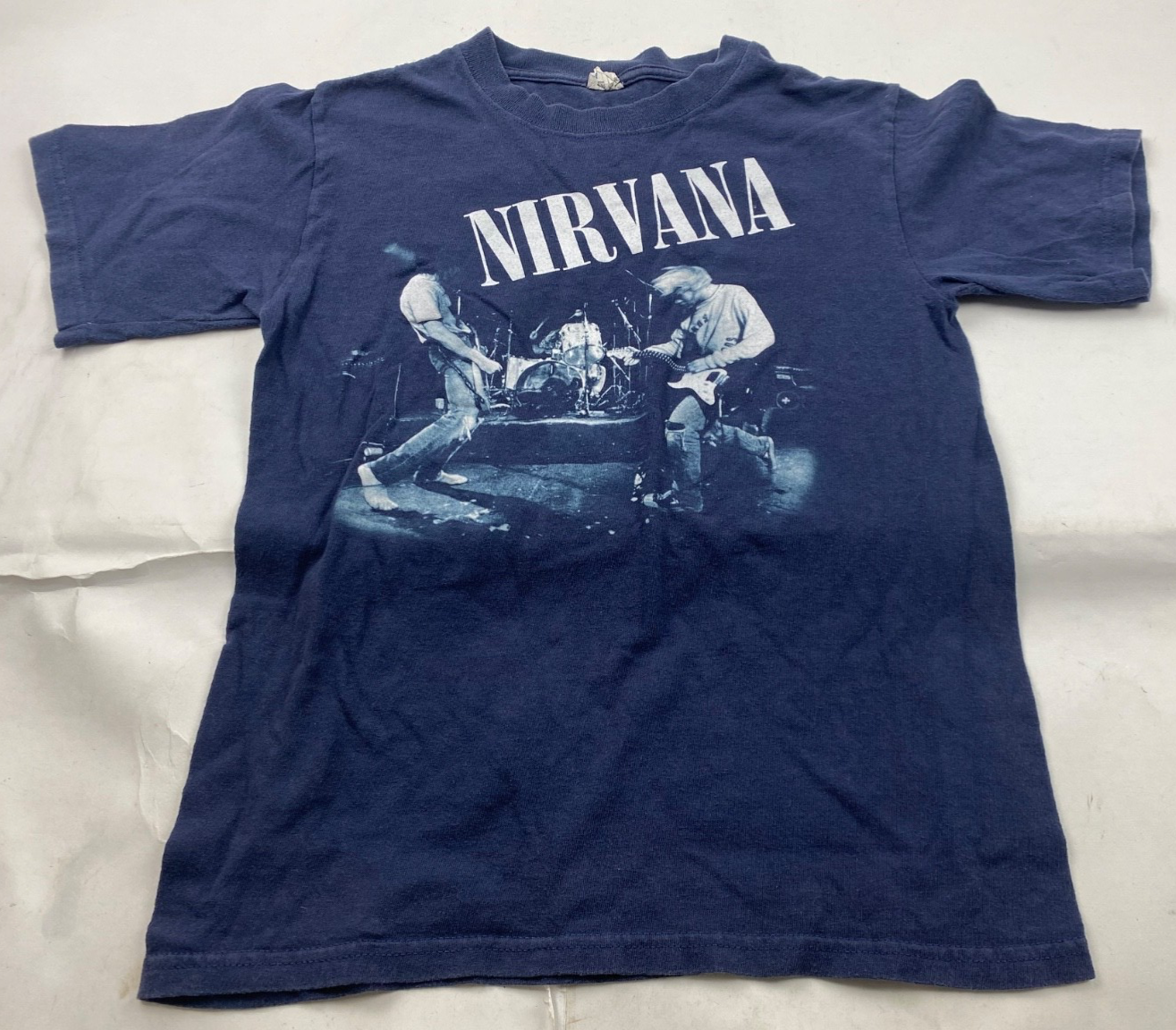 Vintage Nirvana Muddy Banks Stage Anvil Navy Blue Concert Tee Adult Size