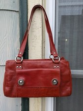 New Wilsons Leather Pelle Studio Italian Leather Rust Bag Silver hardware 12x6x3