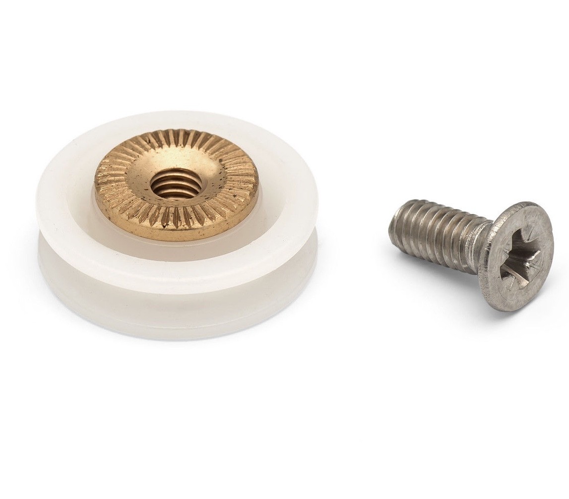 2 x Replacement Shower Door Rollers/Runners/Wheels V Grooved 19mm Dia