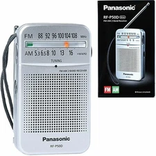 Panasonic RF-P50D: Pocket AM/FM Silver Radio - 2 Band Receiver