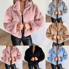 Ladies Warm Faux Fur Fleece Fluffy Jacket Teddy Bear Jacket Ladies Winter Jacket