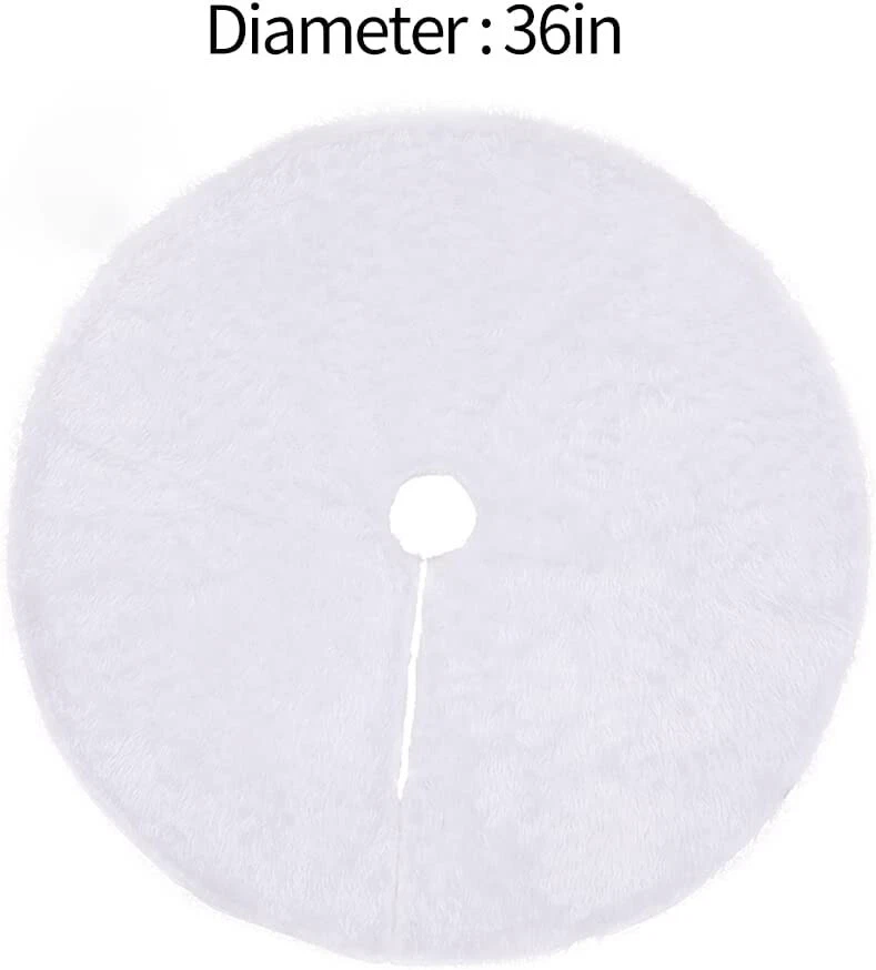 36 Inch White Soft Faux Fur Christmas Tree Skirt X0030ZLGND - Image 4 of 4
