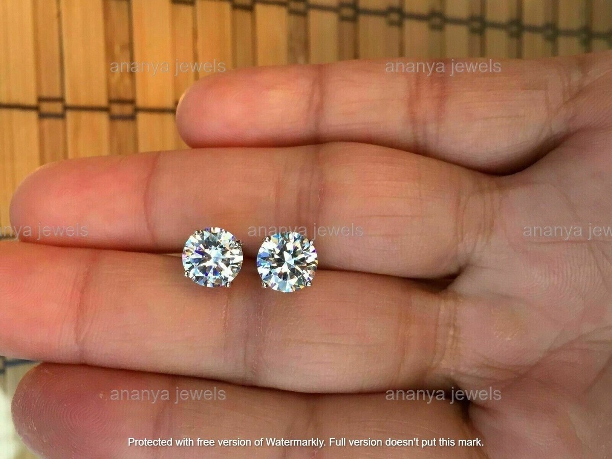 6 Ct TW Round Moissanite Studs In 14k White Gold – Bliss Diamond - Foto 9