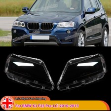 PAIR LEFT RIGHT L+R HEADLIGHT HEADLAMP LENS SHELL COVER FOR BMW X3 F25 2010-2013