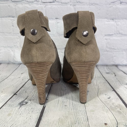 Vince Camuto Bootie Women’s Size 8 1/2 Gray Suede Open Toe Block Heel Zip - Picture 5 of 14