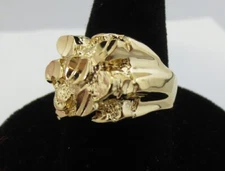 SIZES  5-13 MENS 14KT GOLD PLATED SQUARED OFF STYLE NUGGET  BLING RING STYLE R2