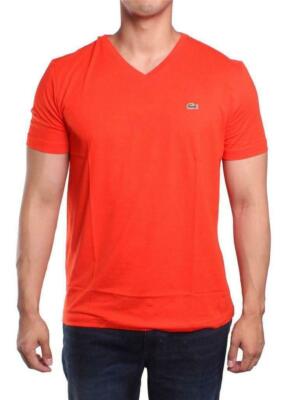 NEW LACOSTE MEN'S SPORT ATHLETIC PREMIUM PIMA COTTON V-NECK SHIRT T-SHIRT EMBER