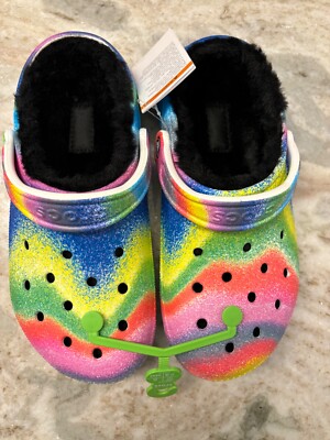 Crocs M5 W7 Classic Spray Tie Dye Lined Clogs Multicolor Unisex Clogs