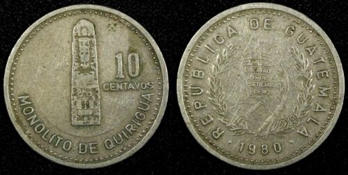 GUATEMALA Copper-Nickel 1980 10 Centavos  KM# 277.3 (24 629) - Picture 1 of 3